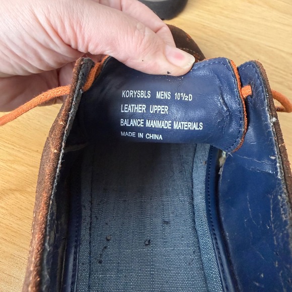 GH Bass Kory Wingtip Oxford Mens 10.5 Brown Suede Good Orange Contrast Stitch - Picture 6 of 9